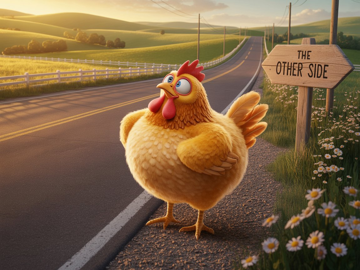 Leere Landstraße in der Abenddämmerung — die Kulisse, vor der jeder Chicken-Road-Lauf spielt